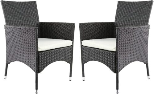 Ravenna Home Set of 2 Contemporary Outdoor Patio Dining Chairs with Cushions